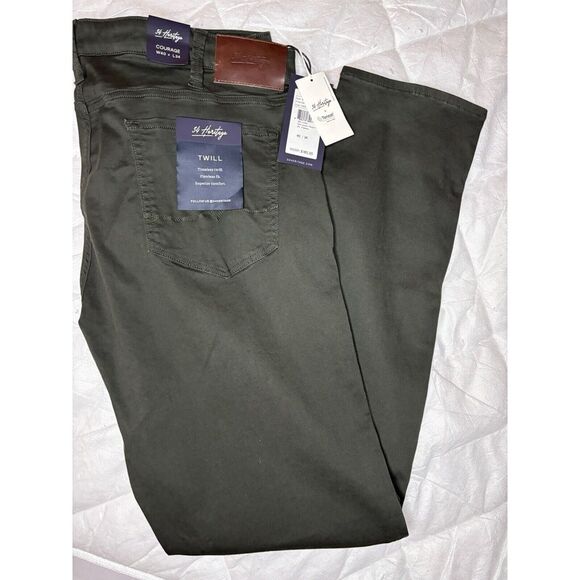 34 Heritage Courage Mid-Rise Straight Leg Green‎ Soft Stretch Men 40x34 $185 NWT